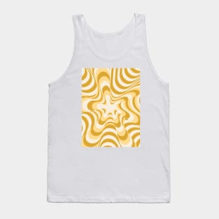 Abstract Groovy Retro Liquid Swirl Yellow Pattern Tank Top